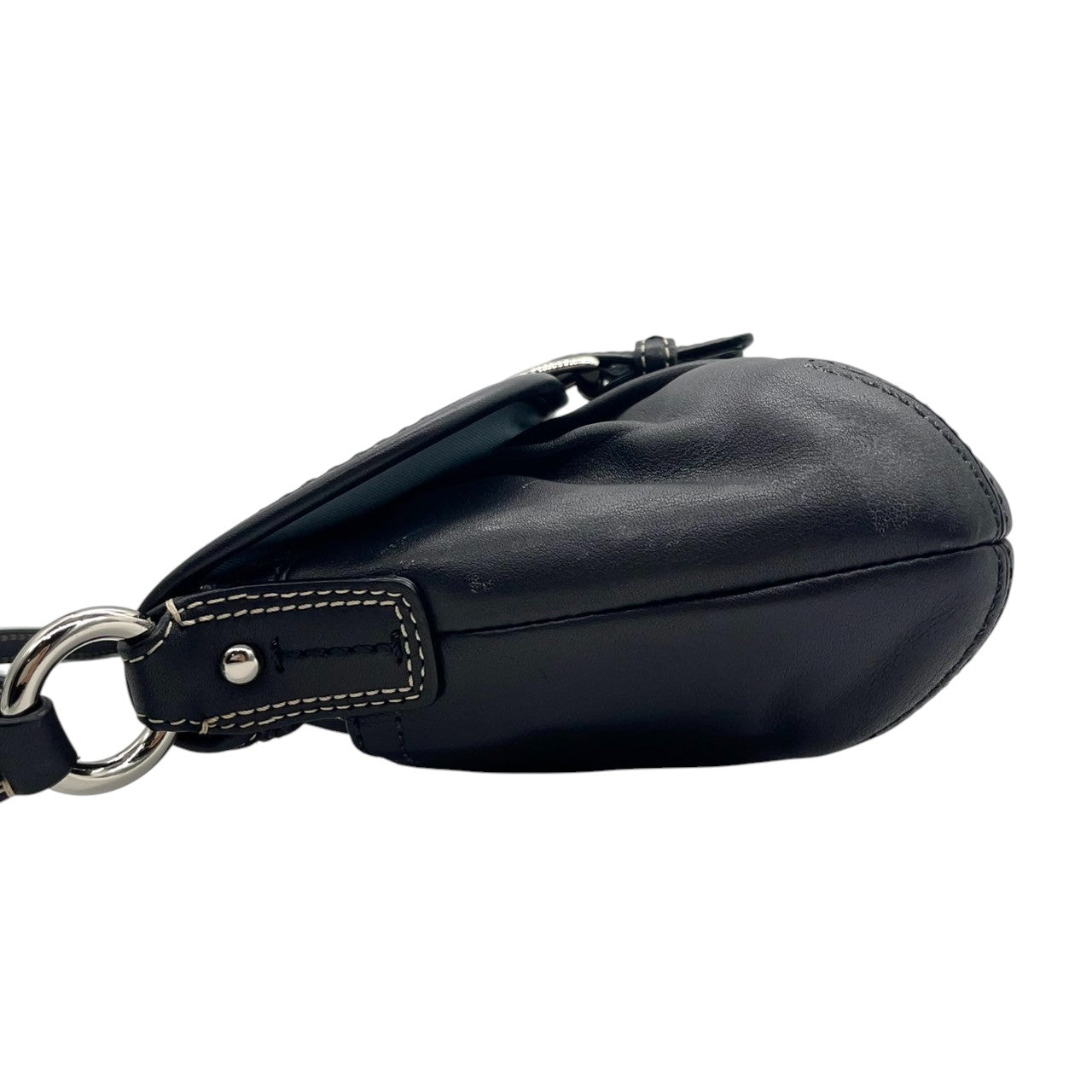 【COACH】コーチ ソーホー ショルダーバッグ ワンショルダー 斜め掛け可 F15077 フラップ 本革 レザー ブラック 黒 ステッチデザイン レディース エレガント カジュアル クラシック 定番人気モデル クリーニング済み u12