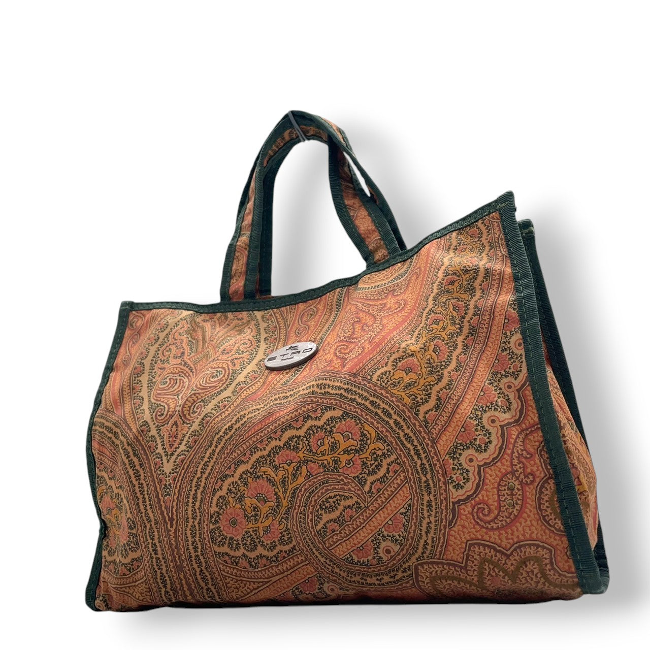 ETRO エトロ profumi トートバッグ ハンドバッグ ミニトート ペイズリー柄 総柄 キャンバス マルチカラー レディース エレガント エキゾチック ヴィンテージ イタリア製 希少 レアモデル クリーニング済み s1