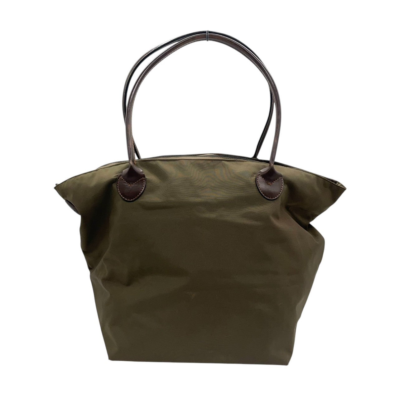 Herve Chapelier エルベシャプリエ 舟形 トートバッグ Lサイズ ワンショルダー A4収納可 大容量 ナイロン レザーハンドル カーキ ブラウン レディース メンズ ユニセックス 定番人気モデル フランス製 クリーニング済み s1