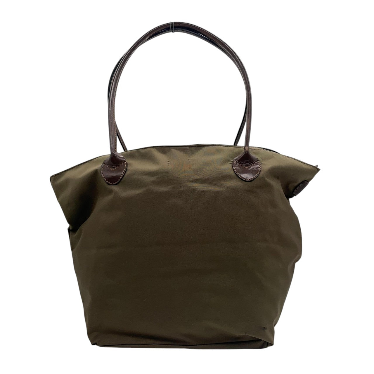 Herve Chapelier エルベシャプリエ 舟形 トートバッグ Lサイズ ワンショルダー A4収納可 大容量 ナイロン レザーハンドル カーキ ブラウン レディース メンズ ユニセックス 定番人気モデル フランス製 クリーニング済み s1
