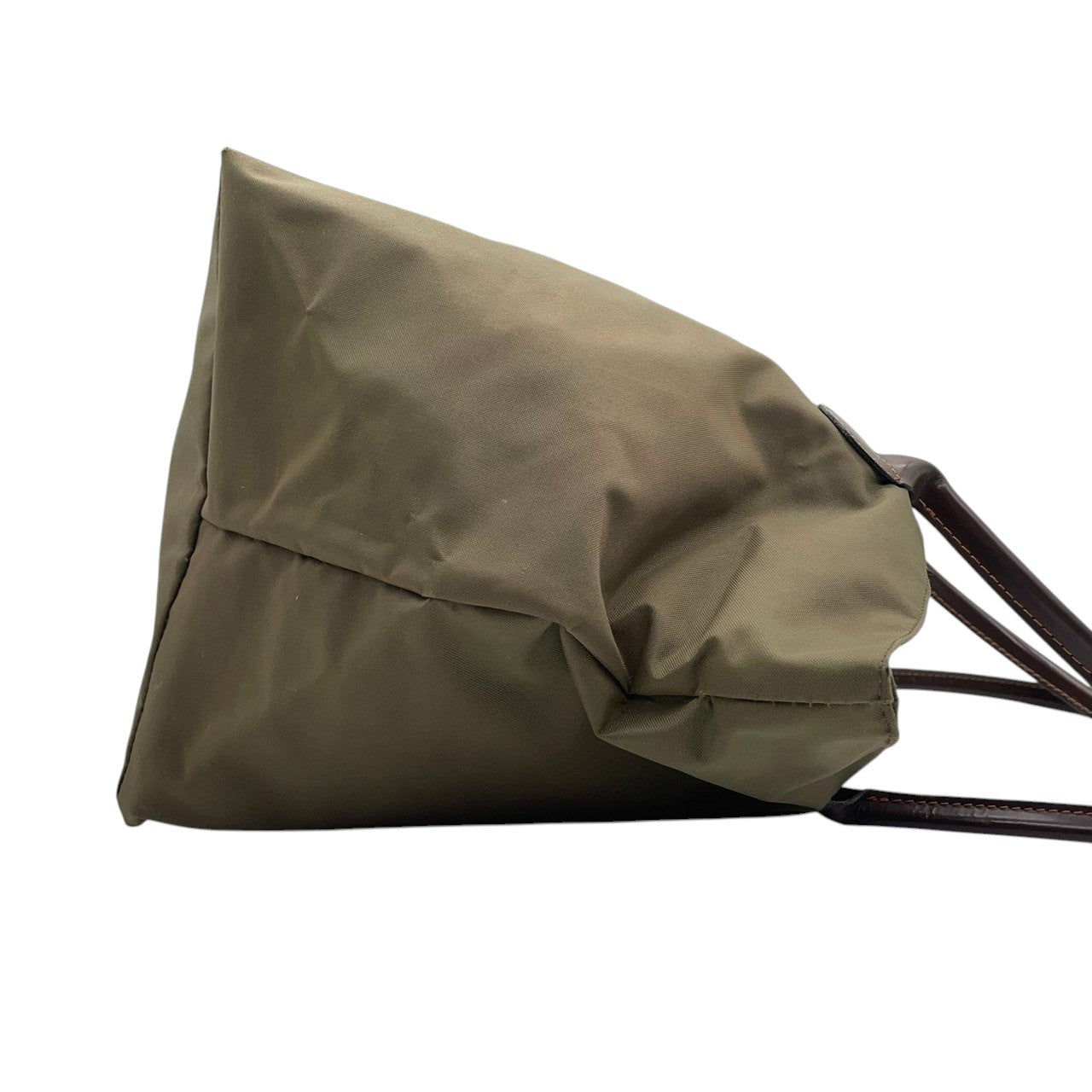 Herve Chapelier エルベシャプリエ 舟形 トートバッグ Lサイズ ワンショルダー A4収納可 大容量 ナイロン レザーハンドル カーキ ブラウン レディース メンズ ユニセックス 定番人気モデル フランス製 クリーニング済み s1
