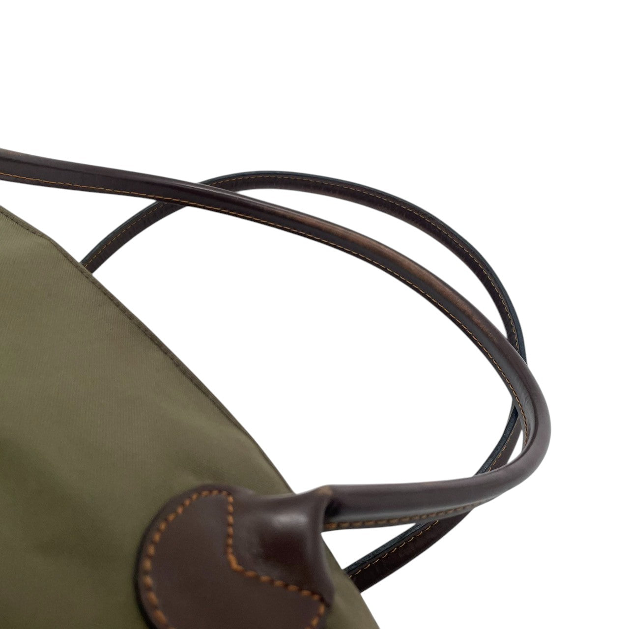 Herve Chapelier エルベシャプリエ 舟形 トートバッグ Lサイズ ワンショルダー A4収納可 大容量 ナイロン レザーハンドル カーキ ブラウン レディース メンズ ユニセックス 定番人気モデル フランス製 クリーニング済み s1