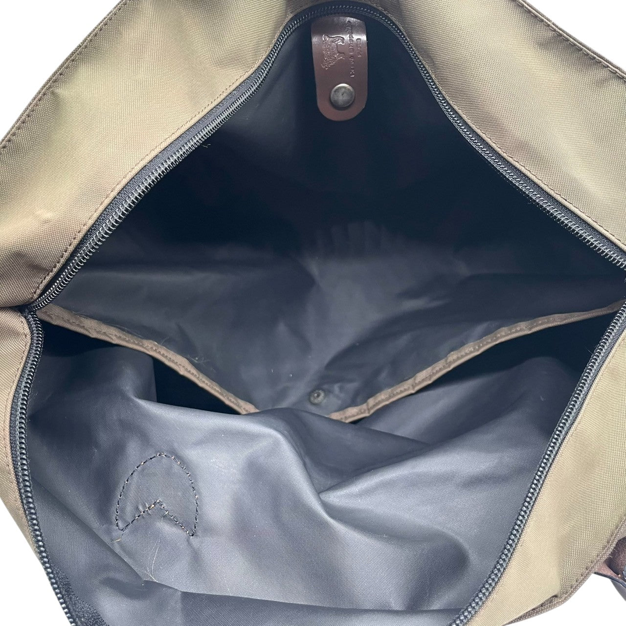 Herve Chapelier エルベシャプリエ 舟形 トートバッグ Lサイズ ワンショルダー A4収納可 大容量 ナイロン レザーハンドル カーキ ブラウン レディース メンズ ユニセックス 定番人気モデル フランス製 クリーニング済み s1