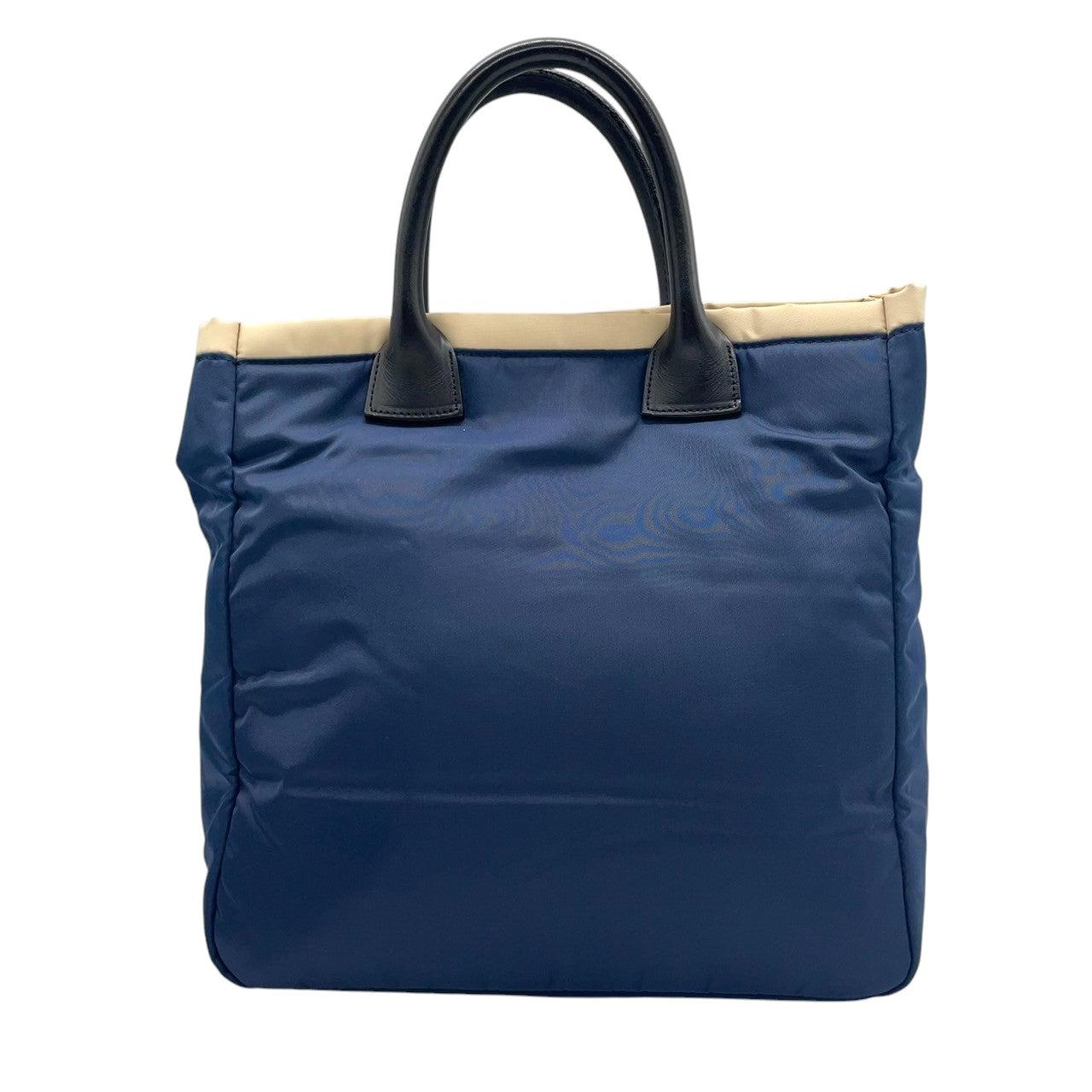 SAZABY サザビー トートバッグ ハンドバッグ A4収納可 大容量 軽量 ナイロン レザーハンドル バイカラー ネイビー ベージュ レディース メンズ ユニセックス ビジネス 通勤通学 人気モデル クリーニング済み s1