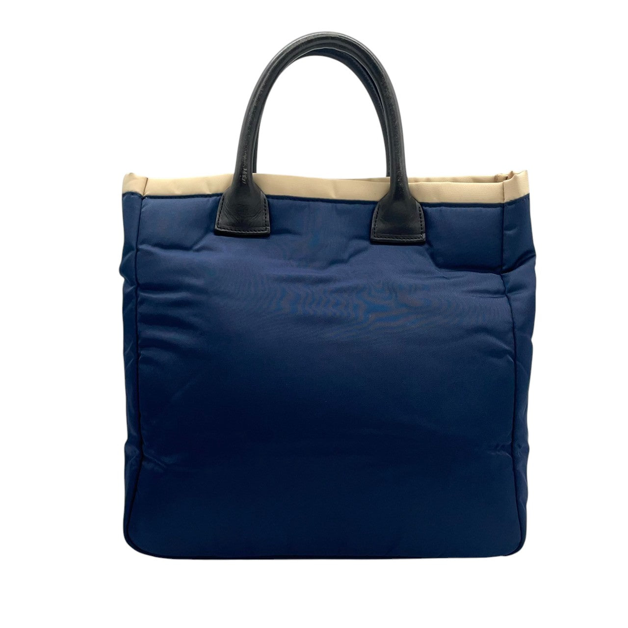 SAZABY サザビー トートバッグ ハンドバッグ A4収納可 大容量 軽量 ナイロン レザーハンドル バイカラー ネイビー ベージュ レディース メンズ ユニセックス ビジネス 通勤通学 人気モデル クリーニング済み s1