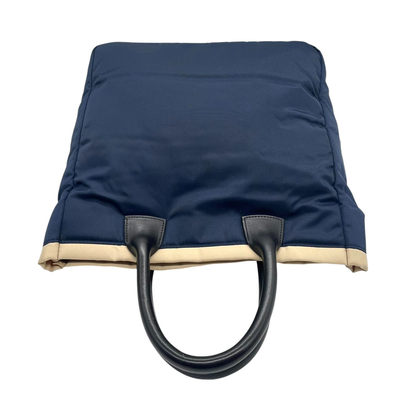 SAZABY サザビー トートバッグ ハンドバッグ A4収納可 大容量 軽量 ナイロン レザーハンドル バイカラー ネイビー ベージュ レディース メンズ ユニセックス ビジネス 通勤通学 人気モデル クリーニング済み s1