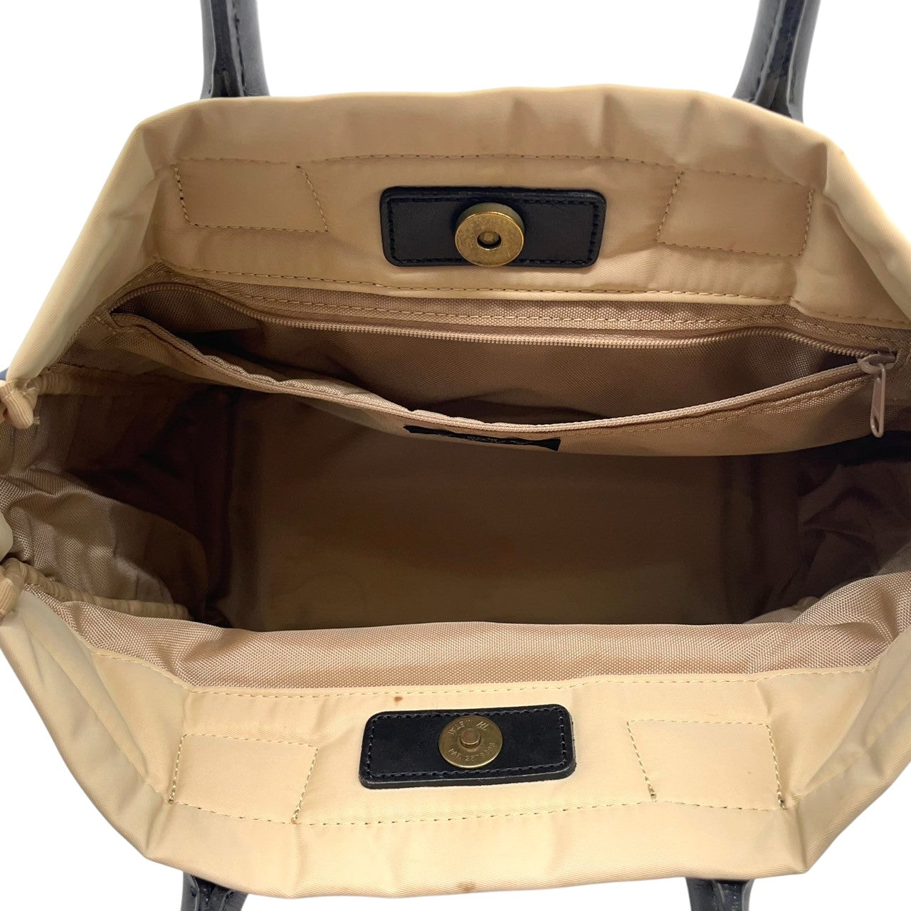 SAZABY サザビー トートバッグ ハンドバッグ A4収納可 大容量 軽量 ナイロン レザーハンドル バイカラー ネイビー ベージュ レディース メンズ ユニセックス ビジネス 通勤通学 人気モデル クリーニング済み s1