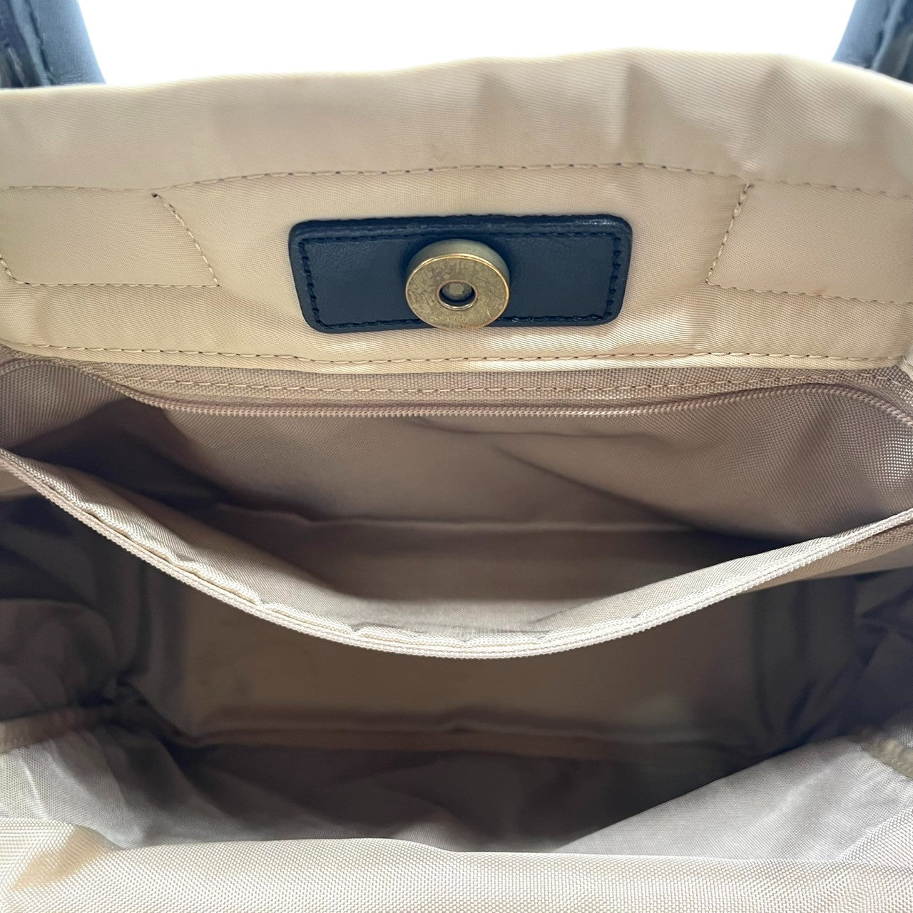 SAZABY サザビー トートバッグ ハンドバッグ A4収納可 大容量 軽量 ナイロン レザーハンドル バイカラー ネイビー ベージュ レディース メンズ ユニセックス ビジネス 通勤通学 人気モデル クリーニング済み s1