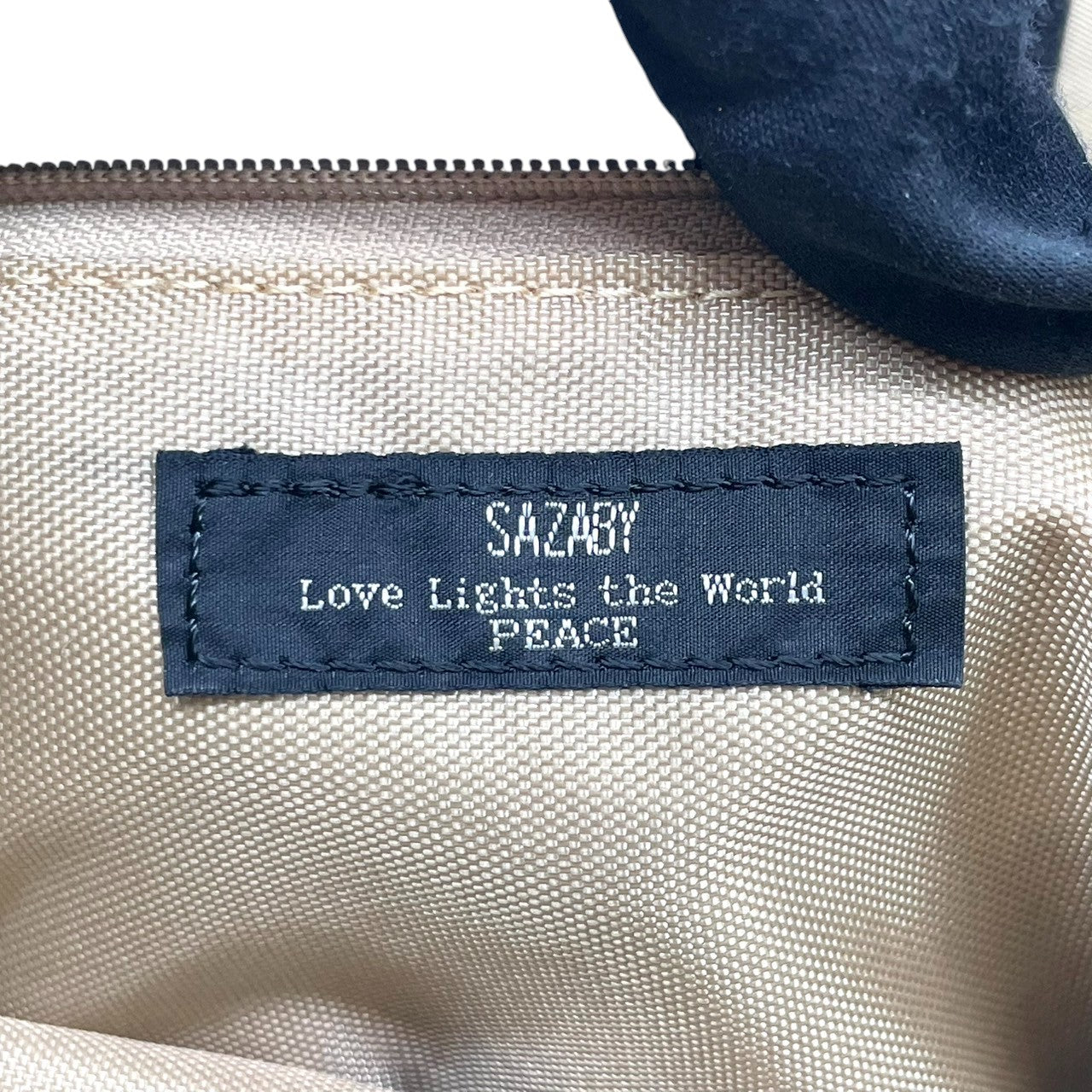 SAZABY サザビー トートバッグ ハンドバッグ A4収納可 大容量 軽量 ナイロン レザーハンドル バイカラー ネイビー ベージュ レディース メンズ ユニセックス ビジネス 通勤通学 人気モデル クリーニング済み s1