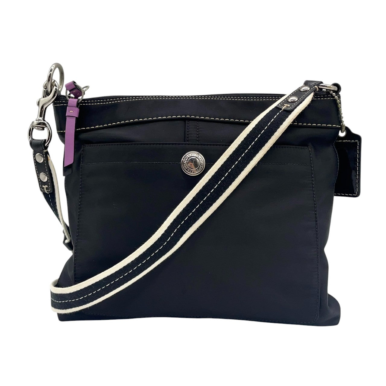 【COACH】コーチ ショルダーバッグ F13329 クロスボディ 斜め掛け可 A4収納可 ナイロン レザー ブラック 黒 軽量 カジュアル レディース メンズ ユニセックス 通勤通学 デイリーユース 旅行 サブバッグ 定番人気モデル クリーニング済み s1