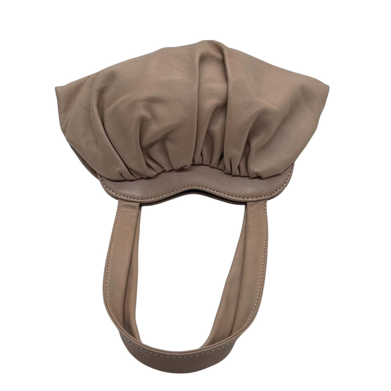 【美品】BALMAIN バルマン ハンドバッグ ワンショルダー ギャザー ポーチバッグ 本革 レザー グレージュ ベージュ系 レディース エレガント フェミニン 上品 モダン フランスブランド 人気モデル クリーニング済み s1