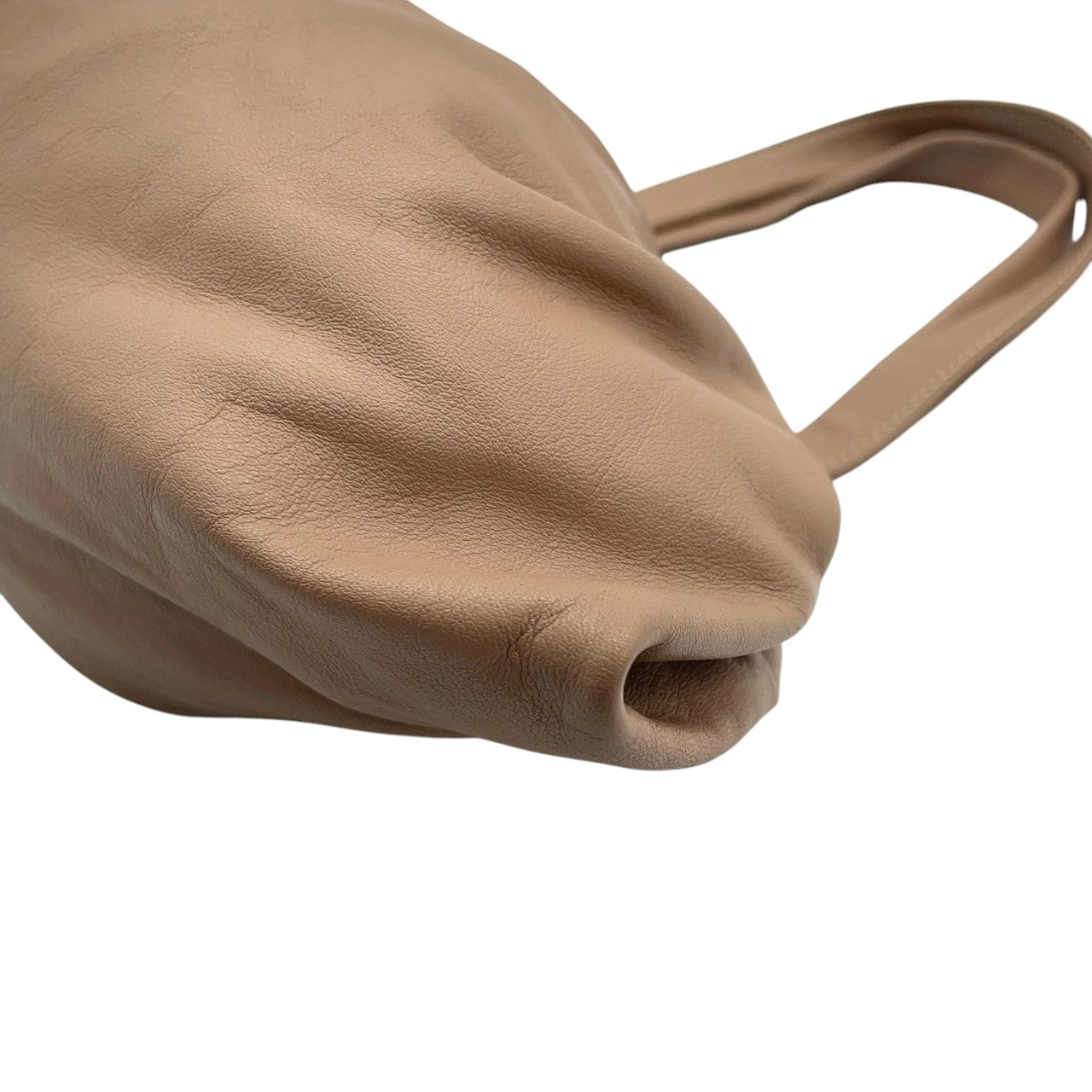 【美品】BALMAIN バルマン ハンドバッグ ワンショルダー ギャザー ポーチバッグ 本革 レザー グレージュ ベージュ系 レディース エレガント フェミニン 上品 モダン フランスブランド 人気モデル クリーニング済み s1