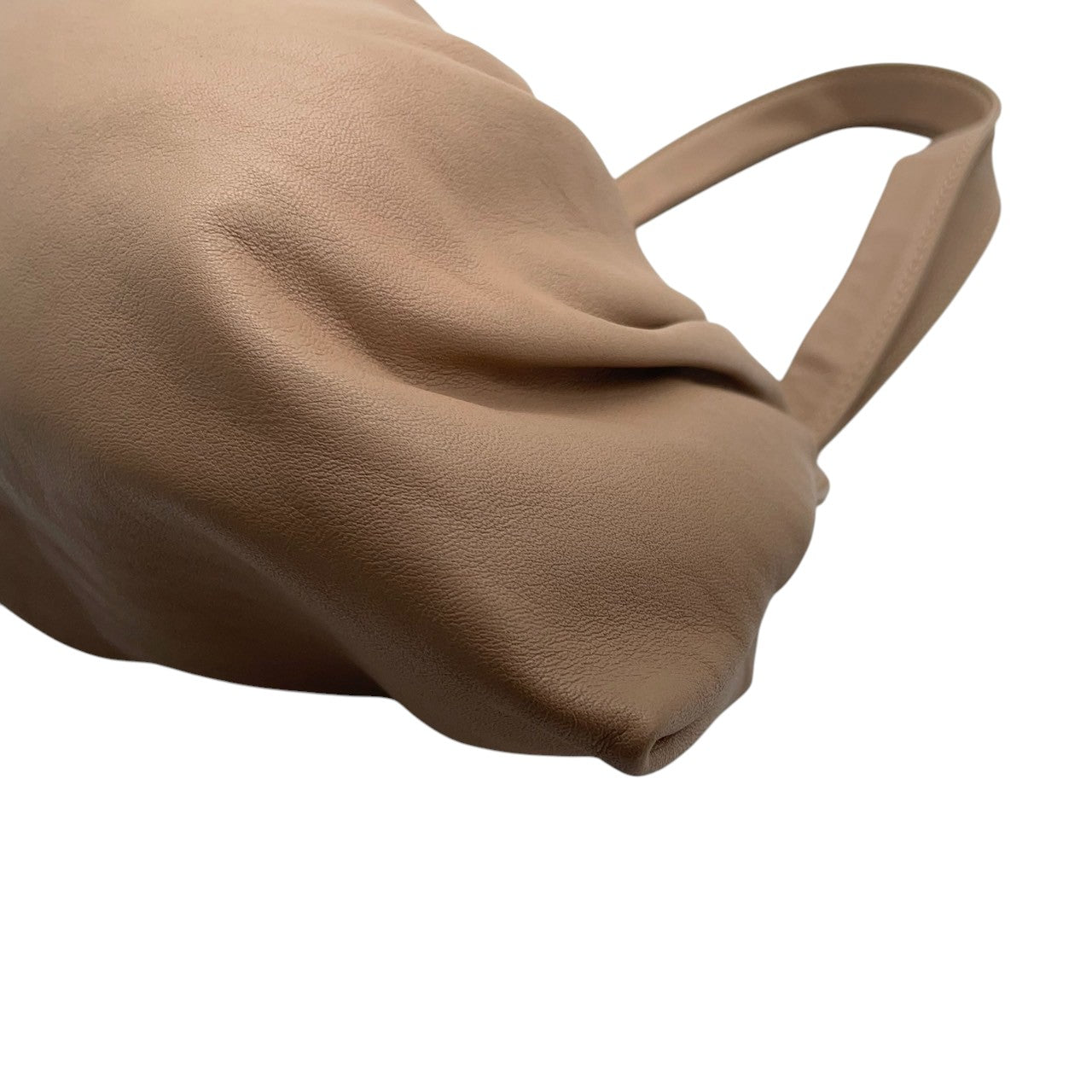 【美品】BALMAIN バルマン ハンドバッグ ワンショルダー ギャザー ポーチバッグ 本革 レザー グレージュ ベージュ系 レディース エレガント フェミニン 上品 モダン フランスブランド 人気モデル クリーニング済み s1