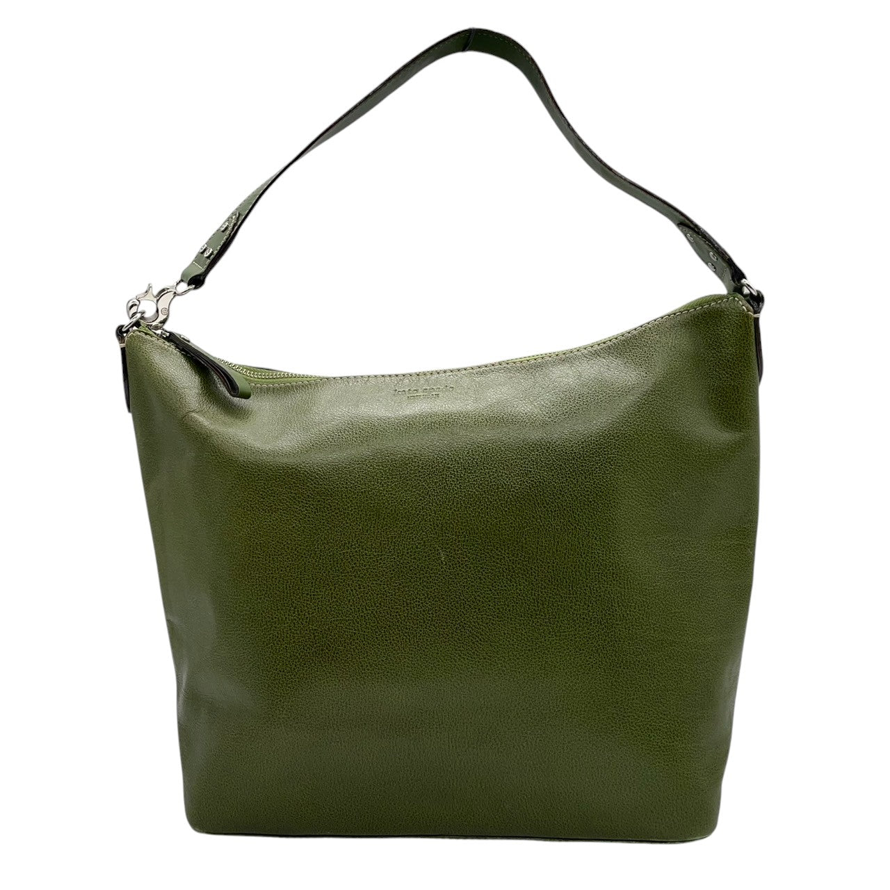 Kate spade ケイトスペード ショルダーバッグ ワンショルダー ホーボーバッグ 大容量 A4収納可 本革 レザー シボ革 グリーン カーキ系 ストライプ柄ライナー レディース エレガント カジュアル 通勤通学 人気モデル クリーニング済み s1