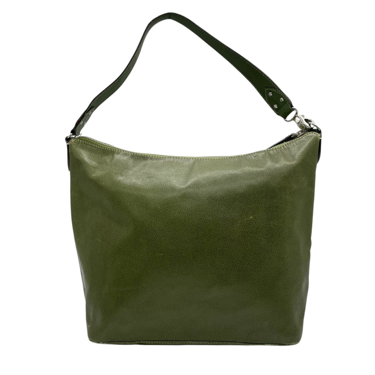 Kate spade ケイトスペード ショルダーバッグ ワンショルダー ホーボーバッグ 大容量 A4収納可 本革 レザー シボ革 グリーン カーキ系 ストライプ柄ライナー レディース エレガント カジュアル 通勤通学 人気モデル クリーニング済み s1