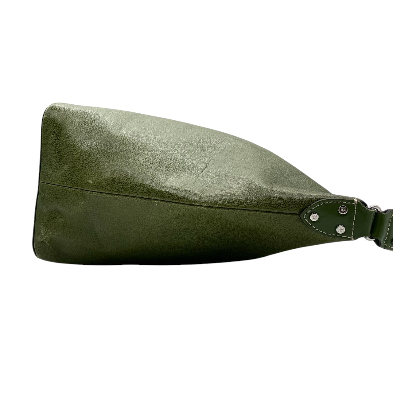 Kate spade ケイトスペード ショルダーバッグ ワンショルダー ホーボーバッグ 大容量 A4収納可 本革 レザー シボ革 グリーン カーキ系 ストライプ柄ライナー レディース エレガント カジュアル 通勤通学 人気モデル クリーニング済み s1