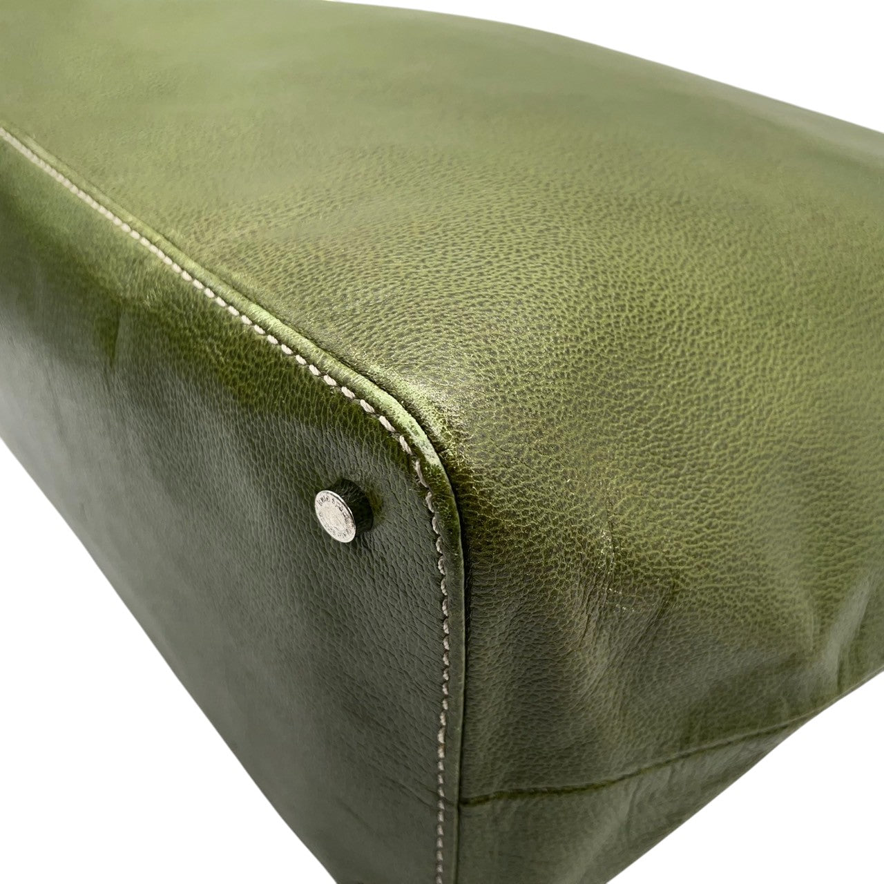 Kate spade ケイトスペード ショルダーバッグ ワンショルダー ホーボーバッグ 大容量 A4収納可 本革 レザー シボ革 グリーン カーキ系 ストライプ柄ライナー レディース エレガント カジュアル 通勤通学 人気モデル クリーニング済み s1