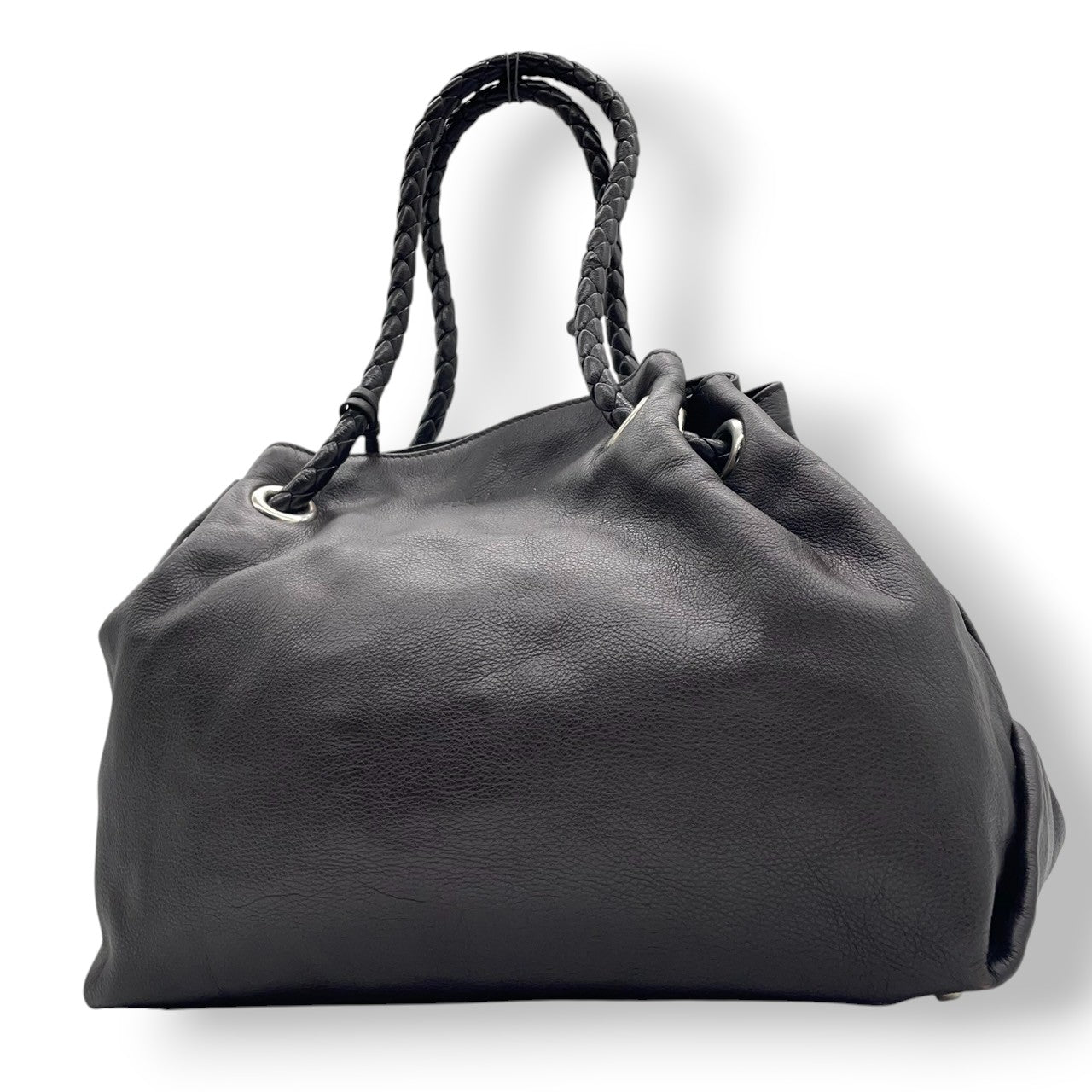 FURLA フルラ カルメン トートバッグ ワンショルダー A4収納可 大容量 本革 レザー シボ革 編み込みハンドル ダークブラウン こげ茶 レディース エレガント ビジネス 通勤通学 イタリア製 人気モデル クリーニング済み s1