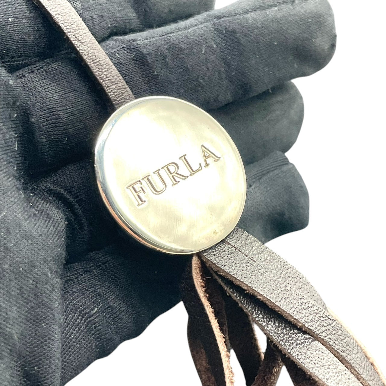 FURLA フルラ カルメン トートバッグ ワンショルダー A4収納可 大容量 本革 レザー シボ革 編み込みハンドル ダークブラウン こげ茶 レディース エレガント ビジネス 通勤通学 イタリア製 人気モデル クリーニング済み s1
