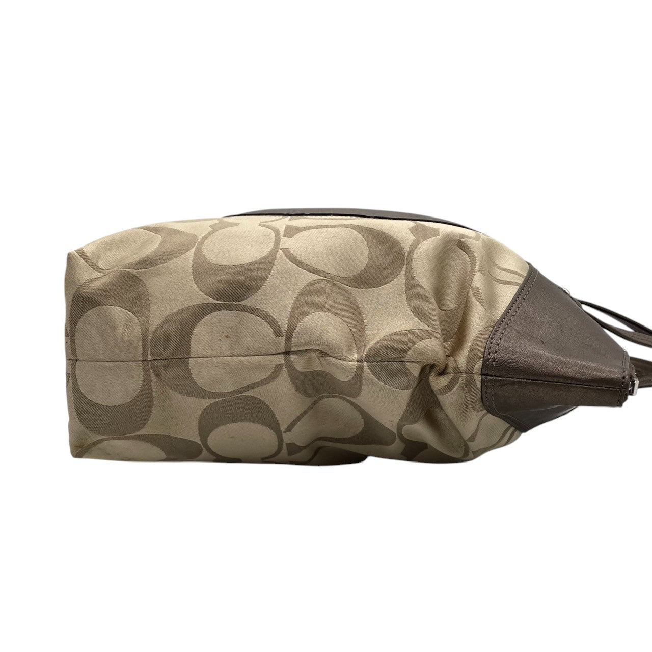 【COACH】コーチ ヘリテージ シグネチャー トートバッグ F18835 ワンショルダー A4収納可 大容量 キャンバス レザー ブラウン系 レディース 通勤通学 定番人気モデル チャーム付き クリーニング済み s7