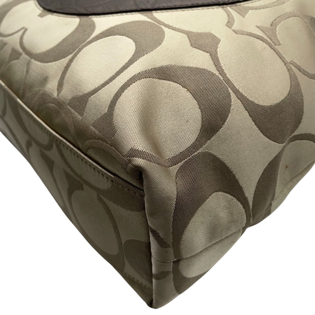 【COACH】コーチ ヘリテージ シグネチャー トートバッグ F18835 ワンショルダー A4収納可 大容量 キャンバス レザー ブラウン系 レディース 通勤通学 定番人気モデル チャーム付き クリーニング済み s7