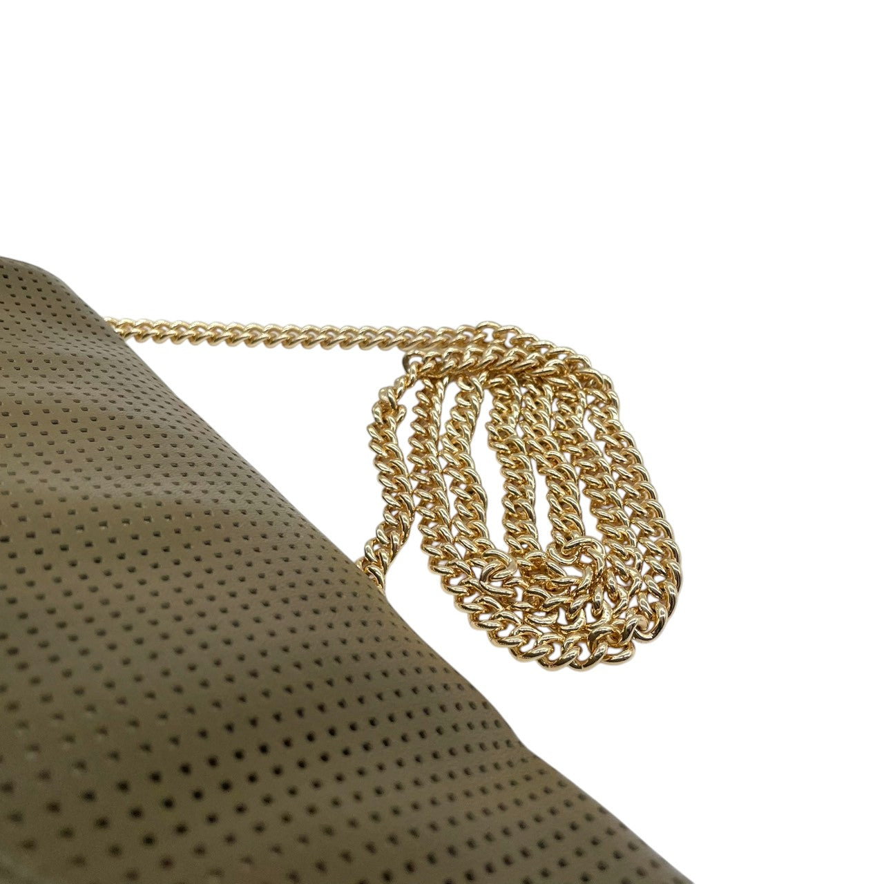 【美品】Henri Bendel ヘンリベンデル 2WAY ショルダーバッグ クラッチバッグ チェーンショルダー パンチングレザー カーキ グリーン系 ゴールド金具 レディース エレガント スタイリッシュ パーティー 人気モデル クリーニング済み s7