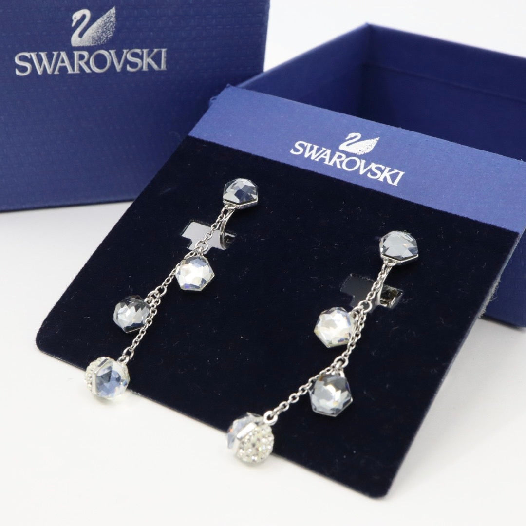SWAROVSKI スワロフスキー Media イヤリング シルバー クリスタル クリア グレー エレガント アクセサリー レディース ジュエリー 上品 純正BOX付き I10