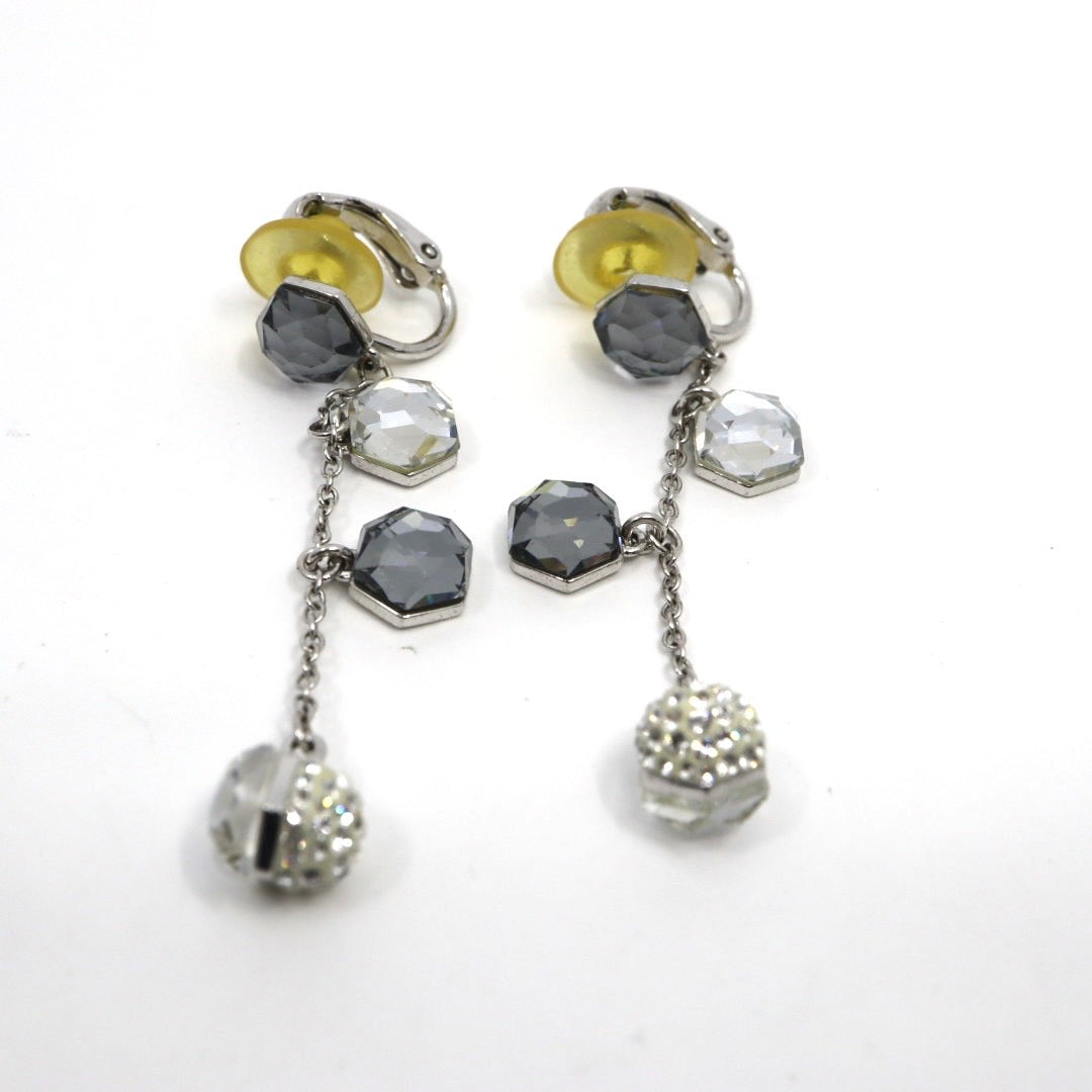 SWAROVSKI スワロフスキー Media イヤリング シルバー クリスタル クリア グレー エレガント アクセサリー レディース ジュエリー 上品 純正BOX付き I10