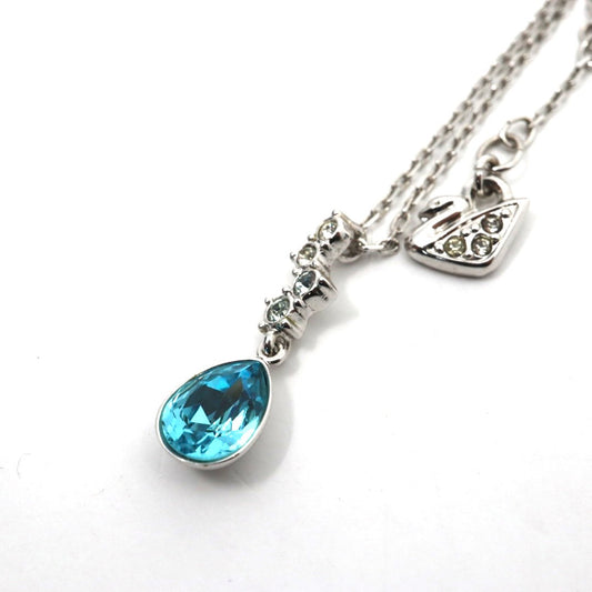 美品 SWAROVSKI スワロフスキー 雫モチーフ ネックレス シルバー ライトブルーストーン クリスタル ジュエリー レディース 上品 エレガント アクセサリー I10