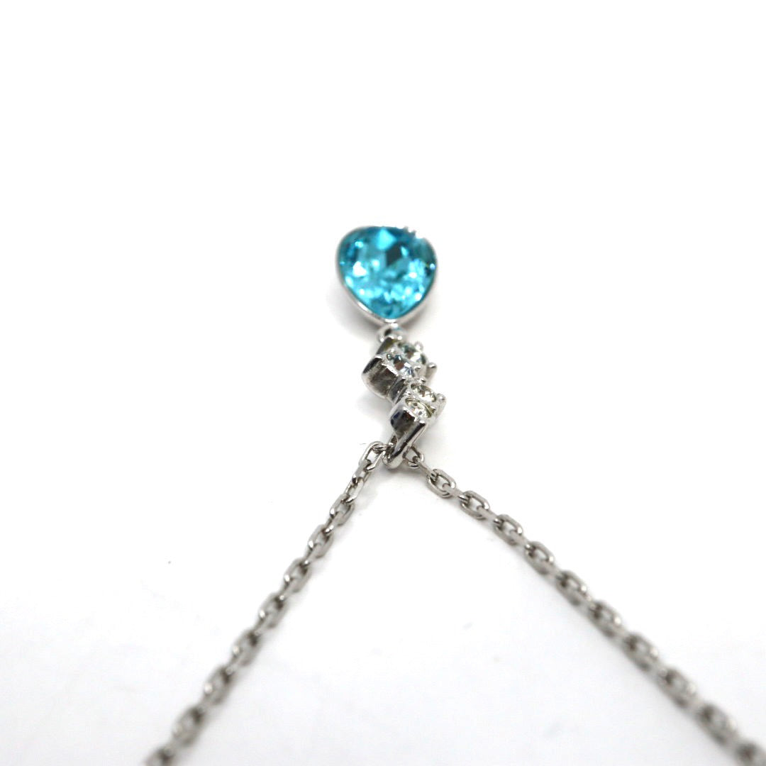美品 SWAROVSKI スワロフスキー 雫モチーフ ネックレス シルバー ライトブルーストーン クリスタル ジュエリー レディース 上品 エレガント アクセサリー I10