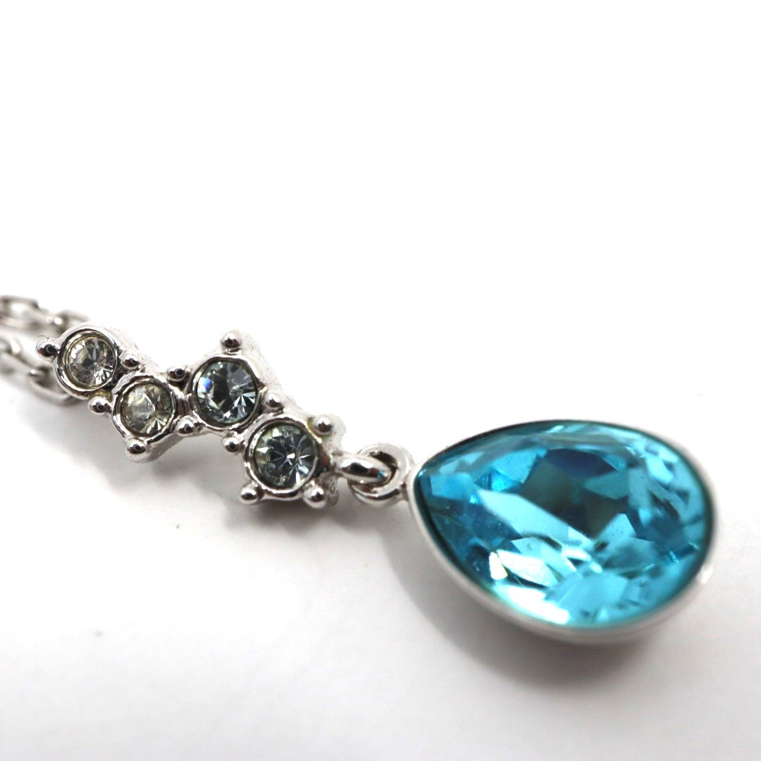 美品 SWAROVSKI スワロフスキー 雫モチーフ ネックレス シルバー ライトブルーストーン クリスタル ジュエリー レディース 上品 エレガント アクセサリー I10