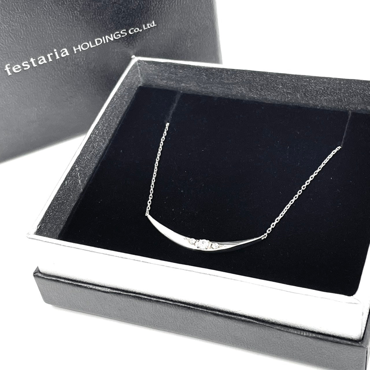 美品 festaria bijou SOPHIA フェスタリア ビジュソフィア ネックレス ダイヤモンド バーライン シルバー SV925 スターリングシルバー レディース W6