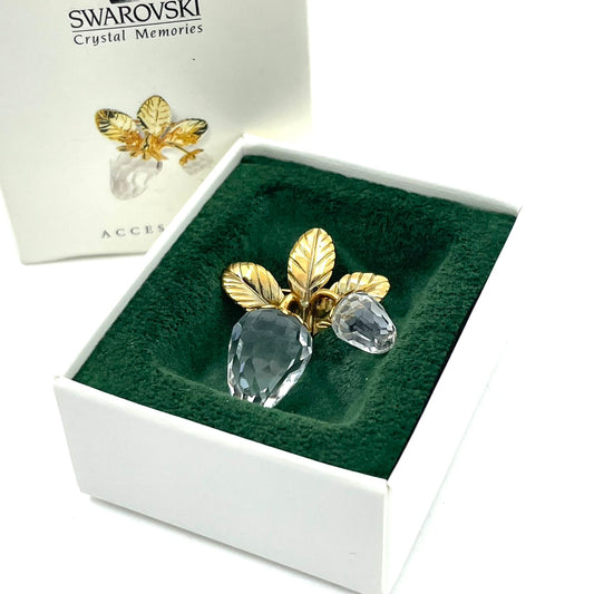 スワロフスキー クリスタルメモリーズ ピンブローチ ストロベリー イチゴモチーフ オブジェ 金 ゴールド×クリア SWAROVSKI Crystal Memories W6