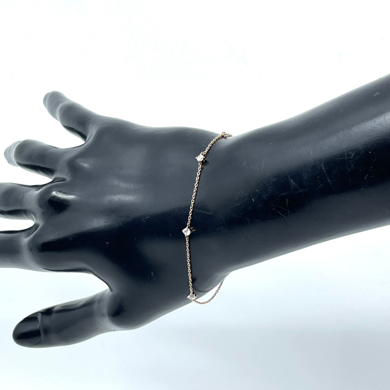 Canal 4℃ カナルヨンドシー 4℃ K10PG 3ストーンブレスレット バングル キュービックジルコニア コールド W6