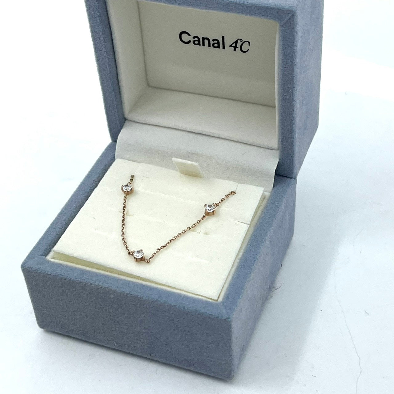 Canal 4℃ カナルヨンドシー 4℃ K10PG 3ストーンブレスレット バングル キュービックジルコニア コールド W6