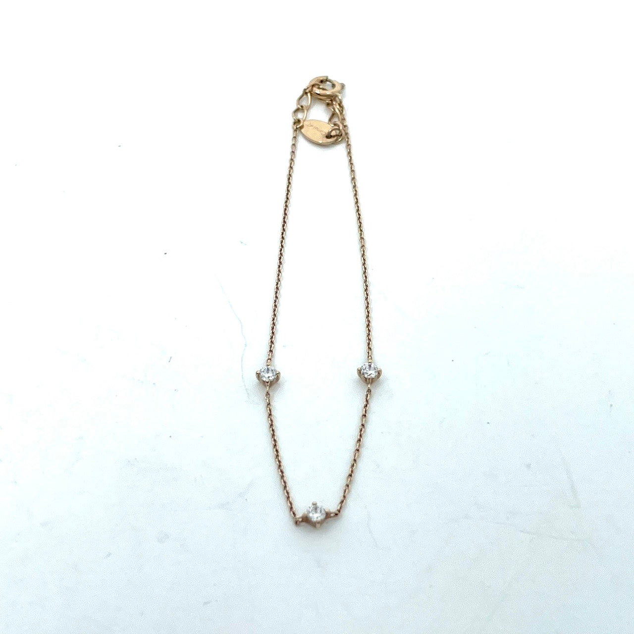 Canal 4℃ カナルヨンドシー 4℃ K10PG 3ストーンブレスレット バングル キュービックジルコニア コールド W6