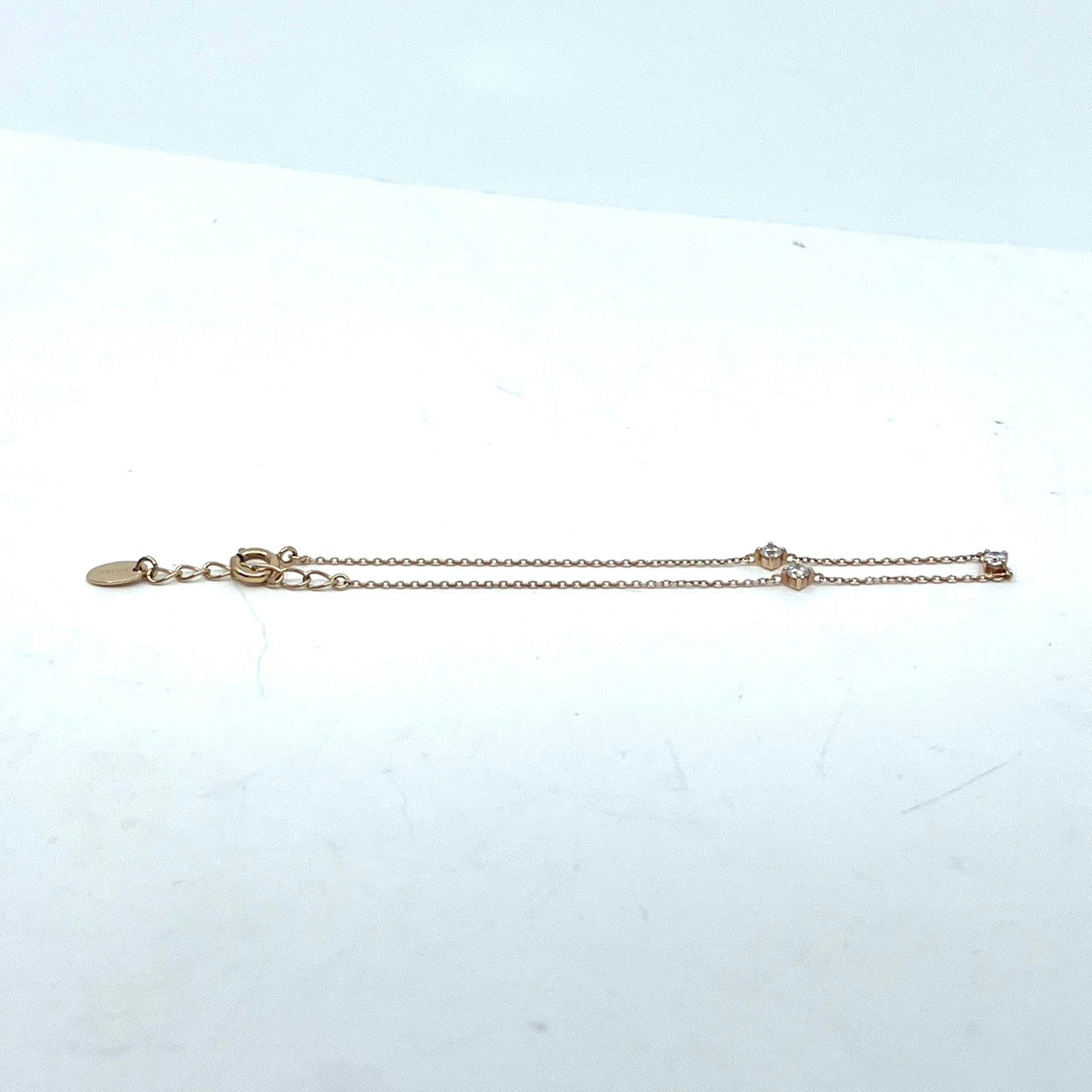 Canal 4℃ カナルヨンドシー 4℃ K10PG 3ストーンブレスレット バングル キュービックジルコニア コールド W6