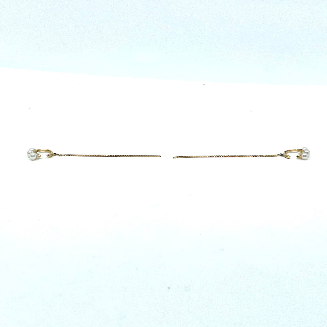 ete エテ イヤリング パール×ゴールドチェーン ロング パール 3連 上品 シンプル W6