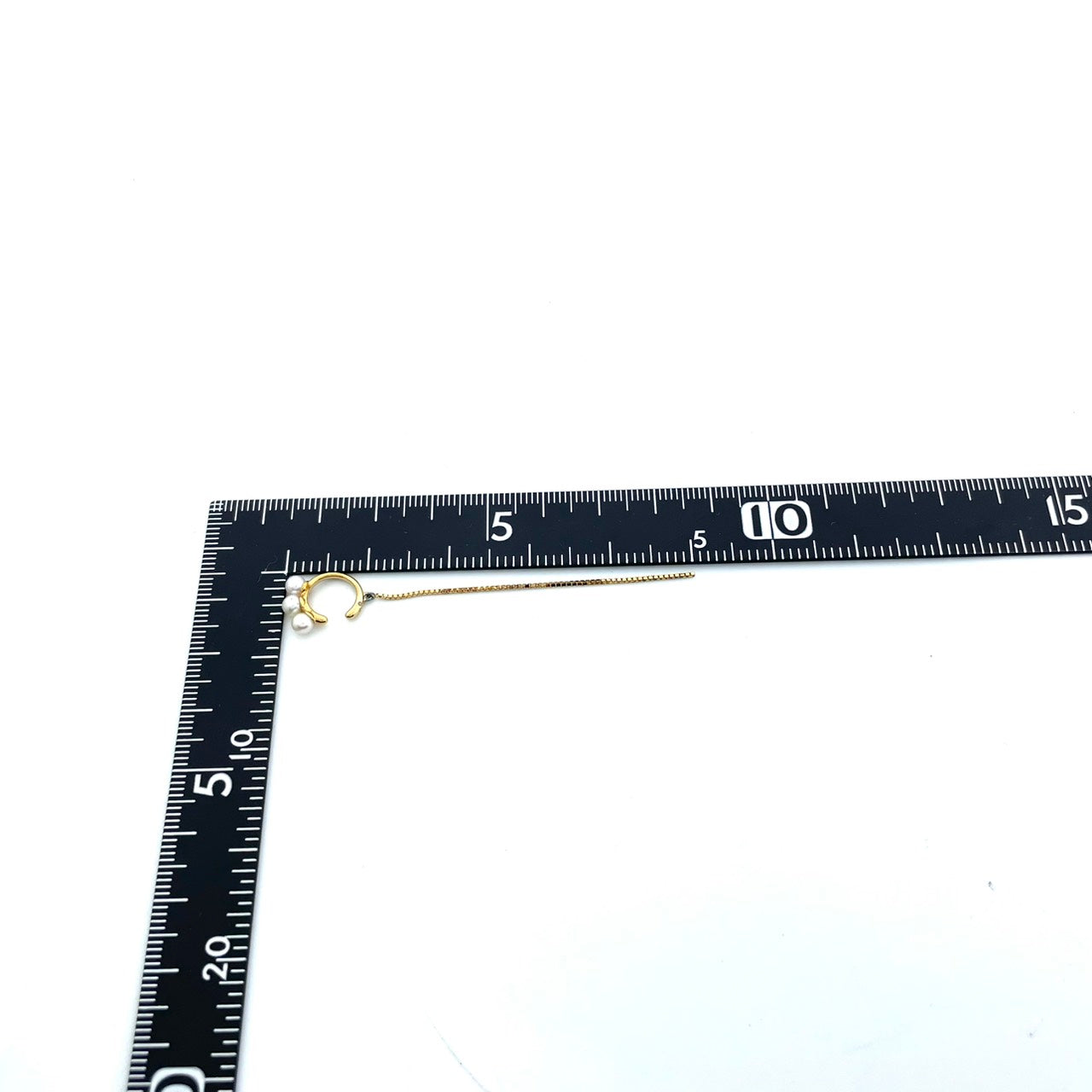 ete エテ イヤリング パール×ゴールドチェーン ロング パール 3連 上品 シンプル W6