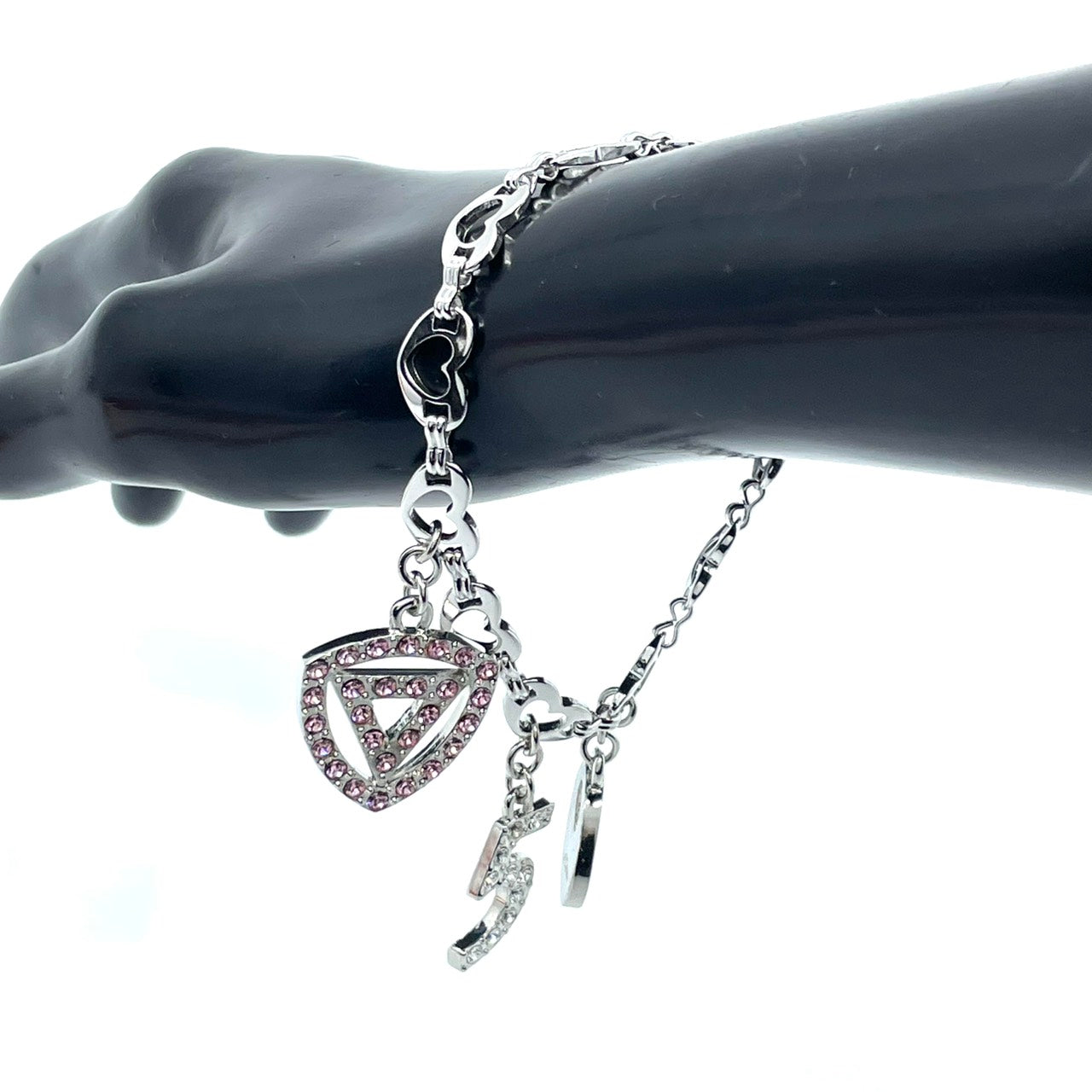 SHIROGANE JEWELRY シロガネジュエリー 50周年記念 アニバーサリー チャームブレスレット スワロフスキークリスタル シルバー W6