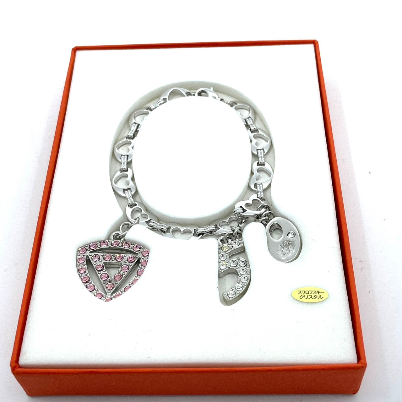 SHIROGANE JEWELRY シロガネジュエリー 50周年記念 アニバーサリー チャームブレスレット スワロフスキークリスタル シルバー W6