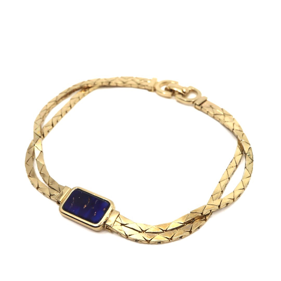 クリスチャンディオール Christian Dior ラピスラズリ ヴィンテージ ブレスレット ゴールド金 ブルー カラーストーン メタルアクセサリー I2