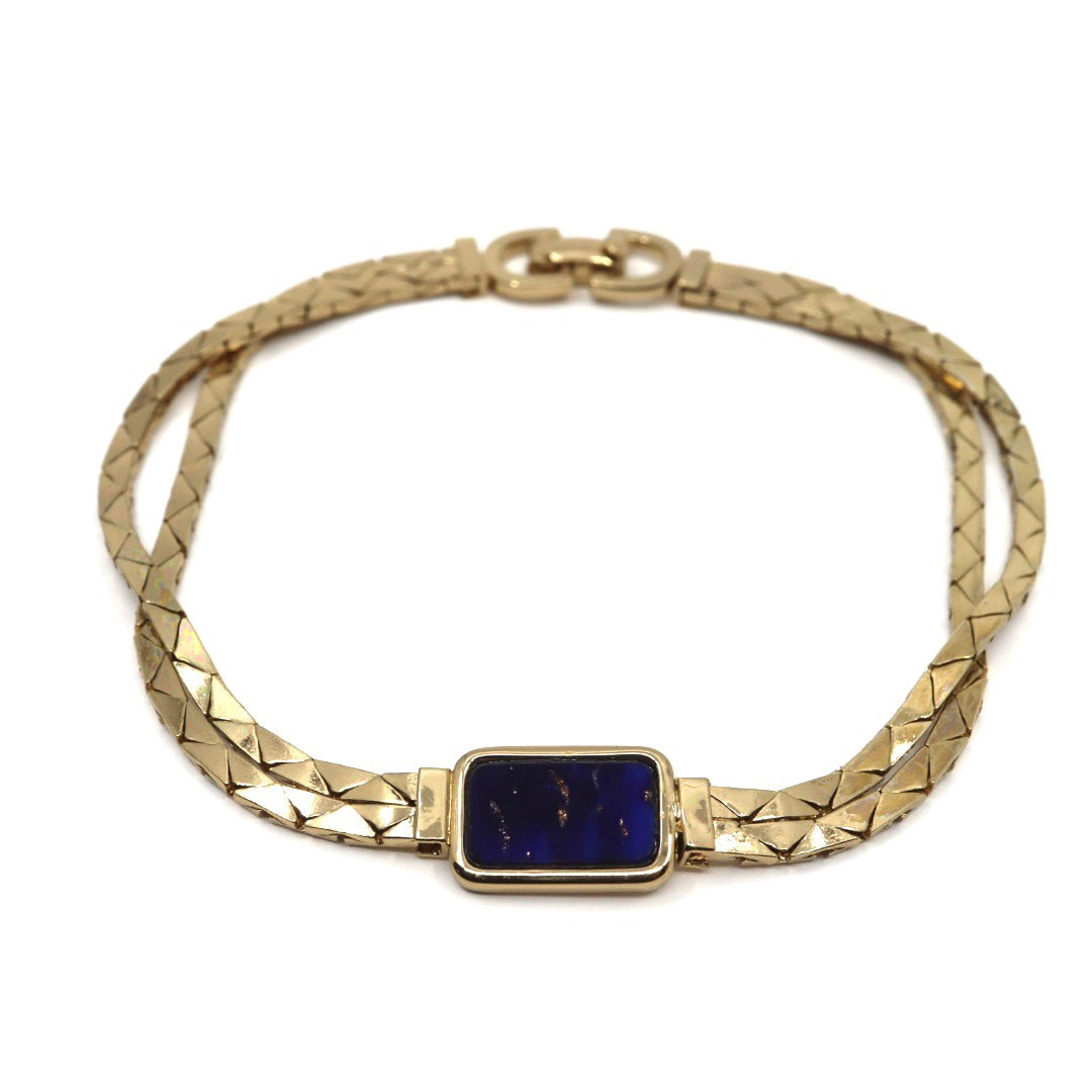 クリスチャンディオール Christian Dior ラピスラズリ ヴィンテージ ブレスレット ゴールド金 ブルー カラーストーン メタルアクセサリー I2