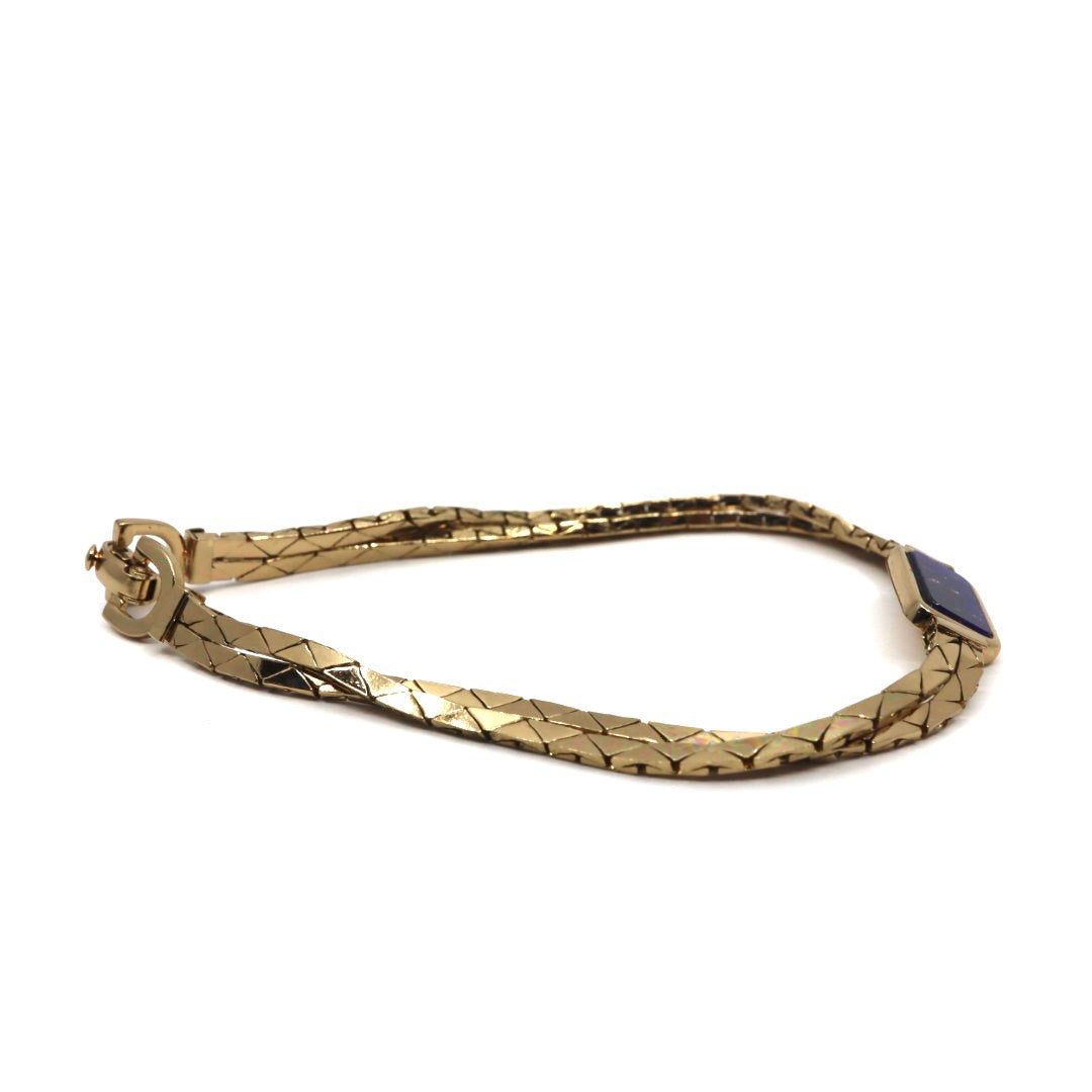 クリスチャンディオール Christian Dior ラピスラズリ ヴィンテージ ブレスレット ゴールド金 ブルー カラーストーン メタルアクセサリー I2