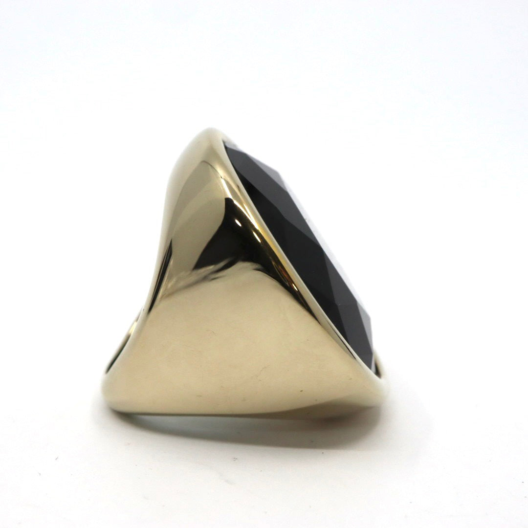 超希少 美品 イヴサンローラン YVES SAINT LAURENT ヴィンテージ エメラルド カラーストーン リング 指輪 9号 YSL ロゴ刻印 大ぶり ゴールドカラー アクセサリー アンティーク ヴィンテージ レディース ジュエリー vintage I8