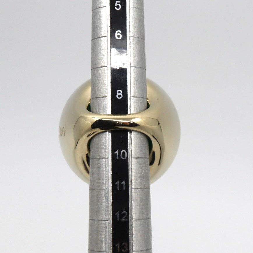 超希少 美品 イヴサンローラン YVES SAINT LAURENT ヴィンテージ エメラルド カラーストーン リング 指輪 9号 YSL ロゴ刻印 大ぶり ゴールドカラー アクセサリー アンティーク ヴィンテージ レディース ジュエリー vintage I8