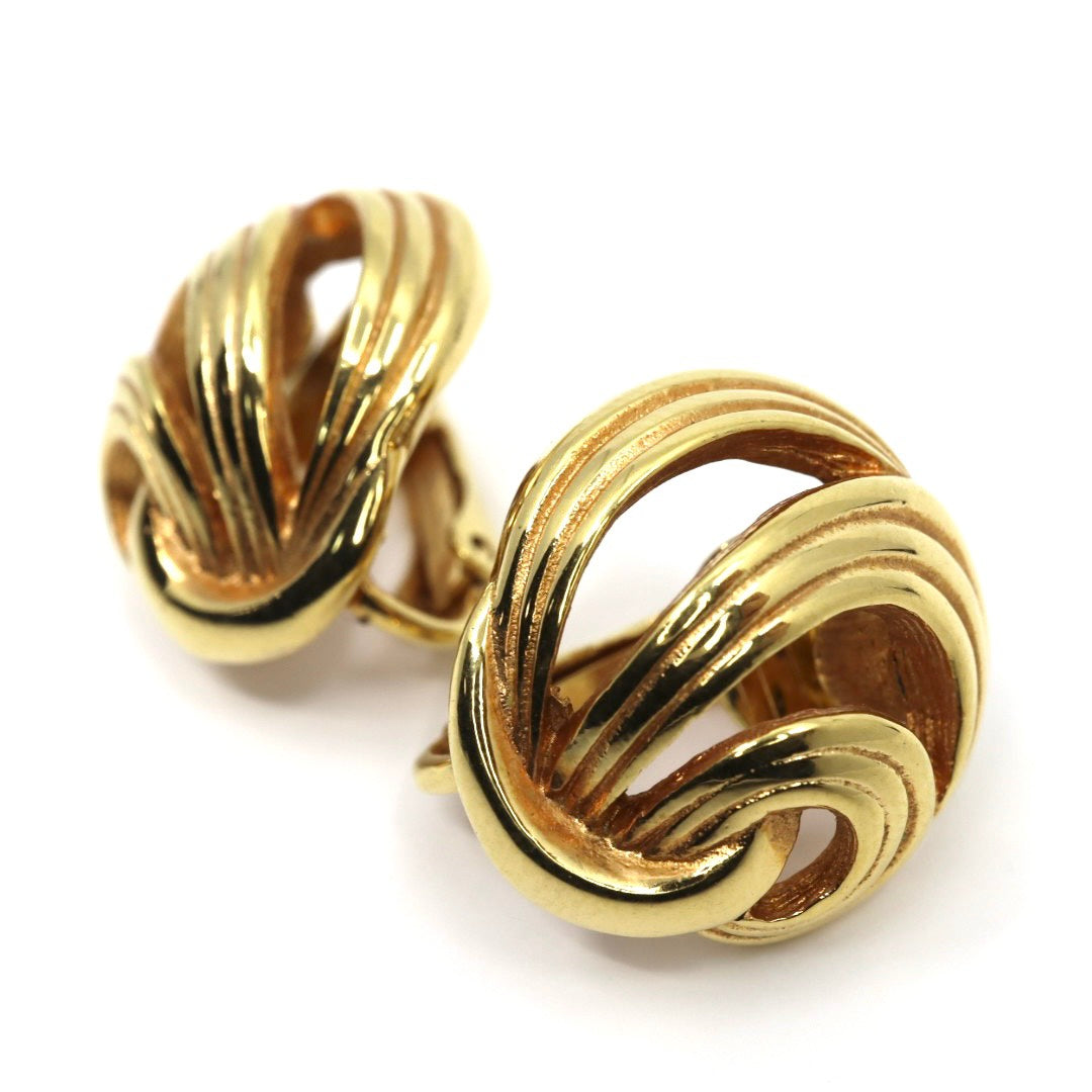 美品 ヴィンテージ Christian Dior クリスチャンディオール イヤリング ゴールドカラー クリップ式 ロゴ アクセサリー ジュエリー レディース I8