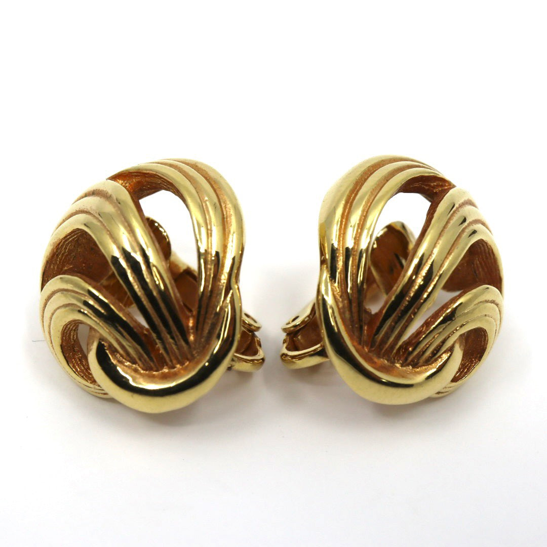 美品 ヴィンテージ Christian Dior クリスチャンディオール イヤリング ゴールドカラー クリップ式 ロゴ アクセサリー ジュエリー レディース I8