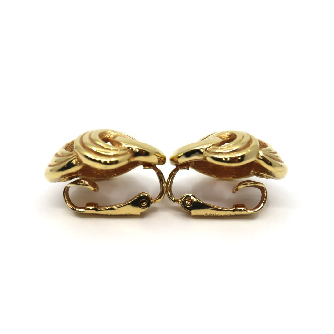 美品 ヴィンテージ Christian Dior クリスチャンディオール イヤリング ゴールドカラー クリップ式 ロゴ アクセサリー ジュエリー レディース I8