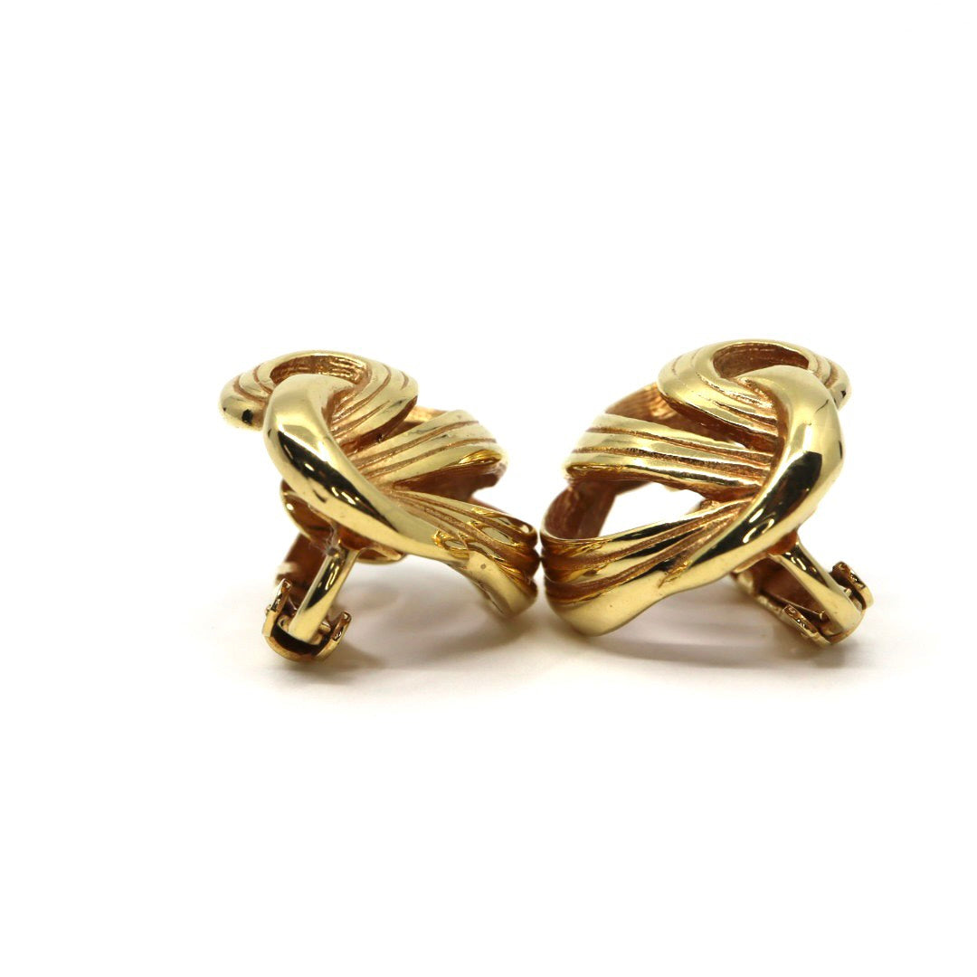 美品 ヴィンテージ Christian Dior クリスチャンディオール イヤリング ゴールドカラー クリップ式 ロゴ アクセサリー ジュエリー レディース I8